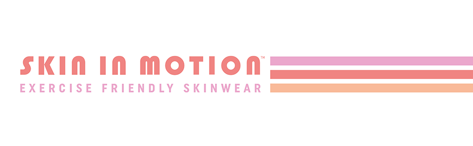 Logo for Skin In Motion, a brand of exercise-friendly skincare, with pink and orange striped lines.