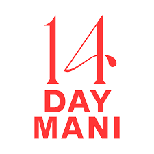 14 Day Mani text with a red nail polish bottle graphic.