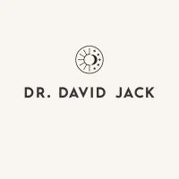 Minimalist book cover with a small clock icon and the text 'DR. DAVID JACK'