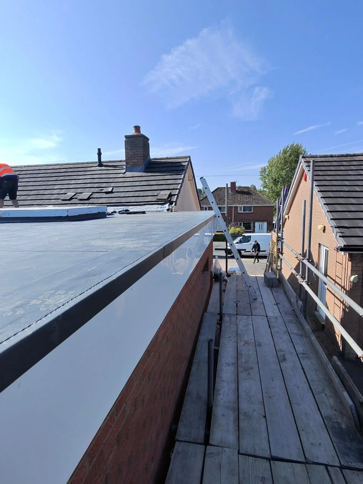 Picture of a completed residential roof in Carlisle subcontracted by MB Building.