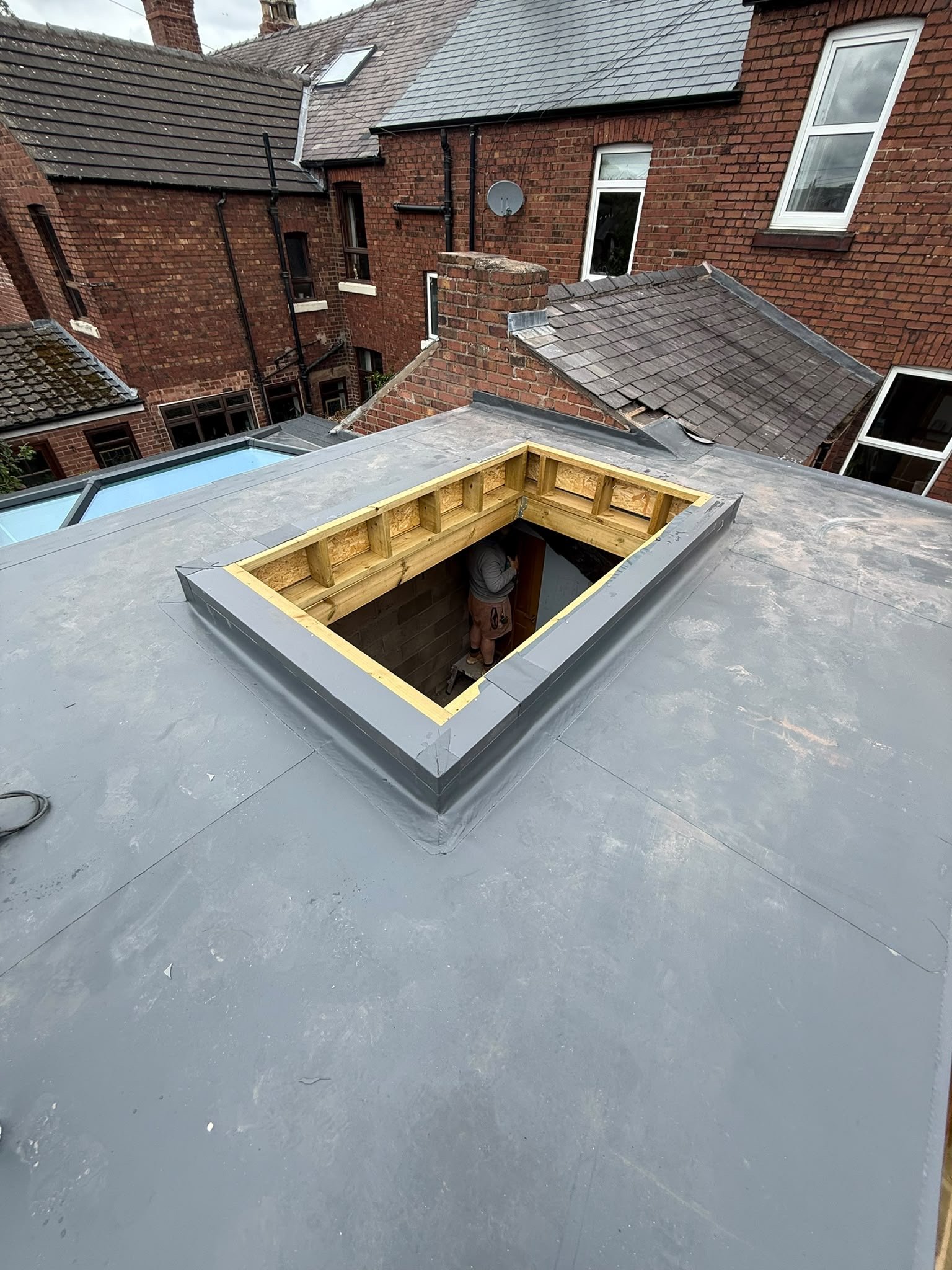 A detailed view of the new roof on a newly built extension to a residential home in Carlisle.