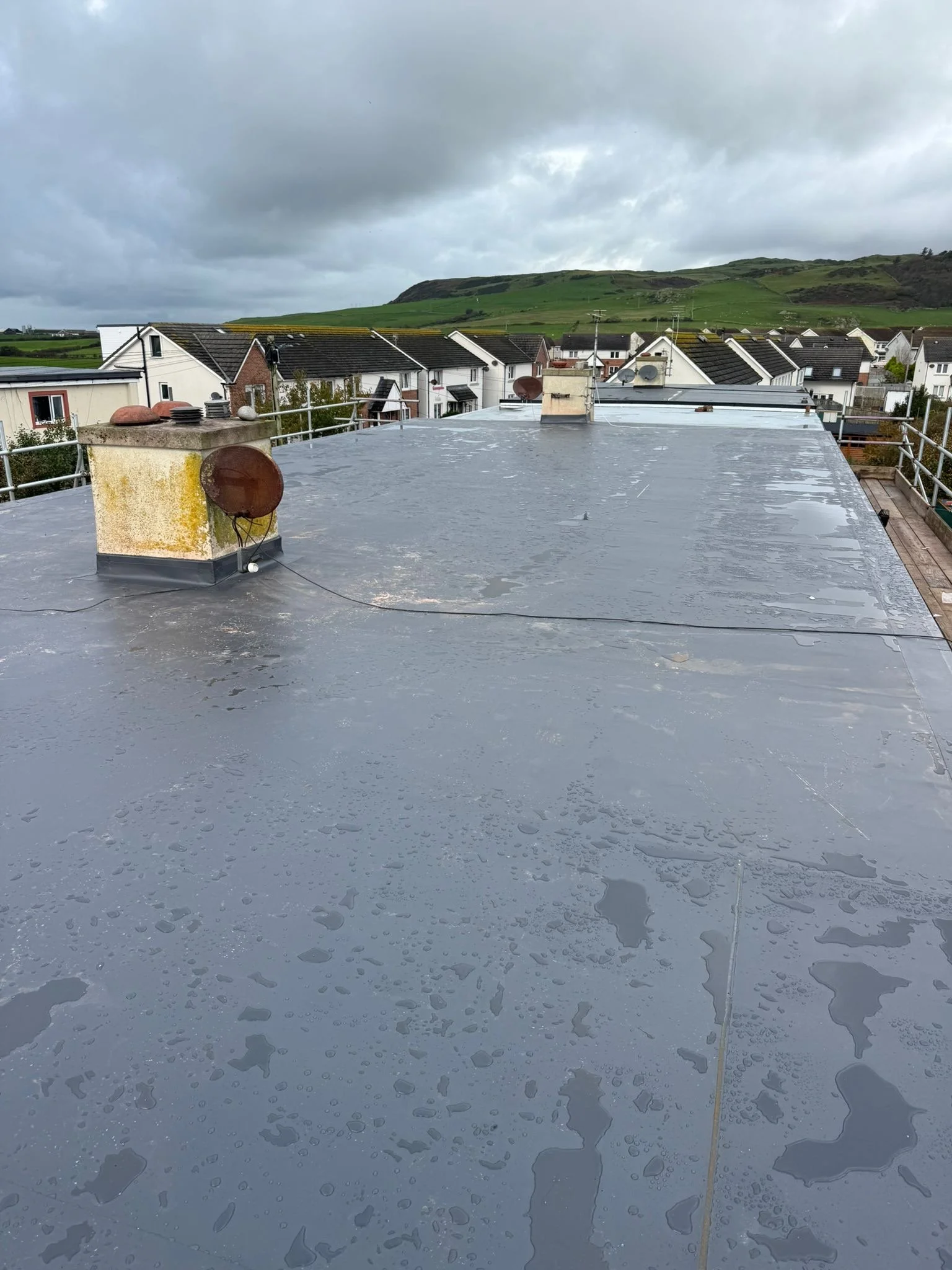 The flat roof restoration in Cumbria, showing the finished roof