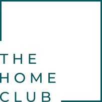 Logo of The Home Club with stylized text and graphic elements.