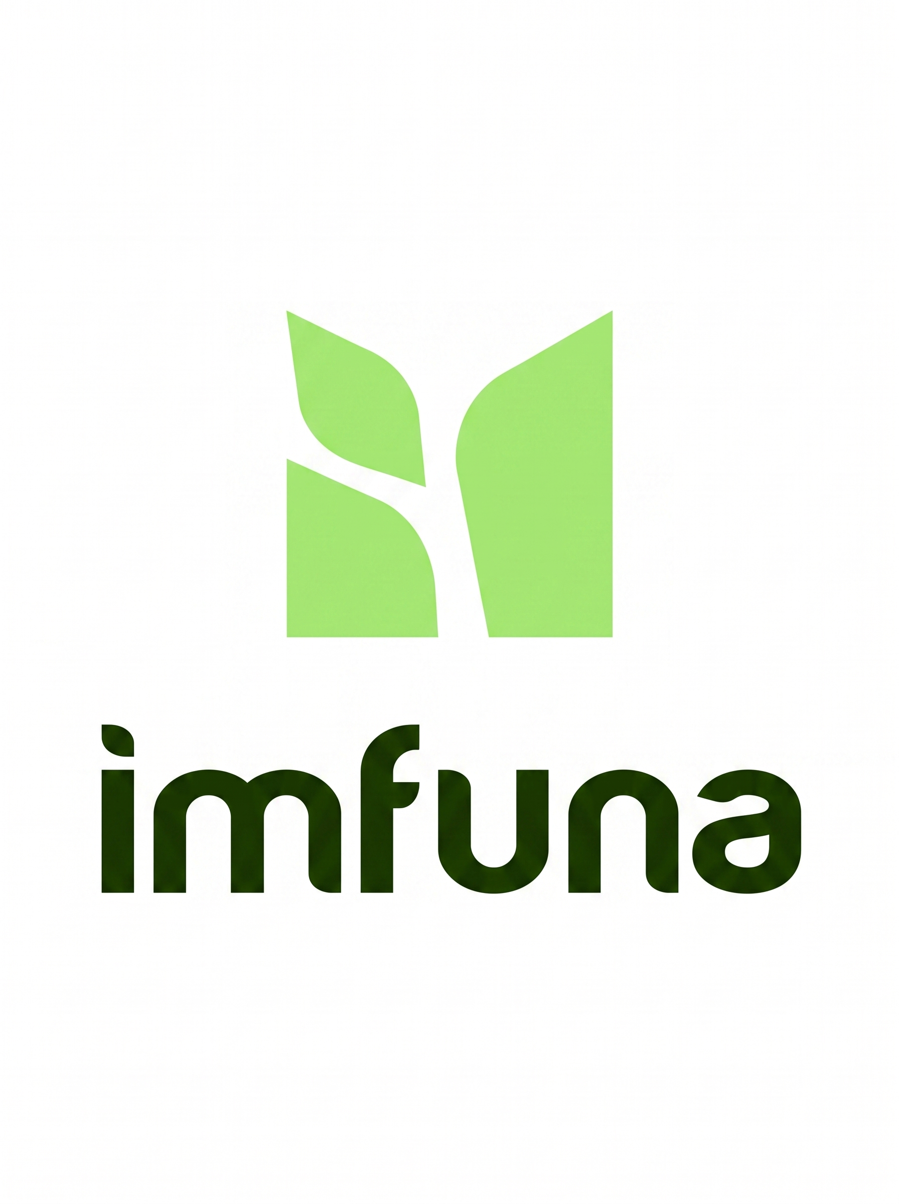 Logo for Imfuna with stylized green plant and the text "Infuna" in gradient green, fading from dark to light.