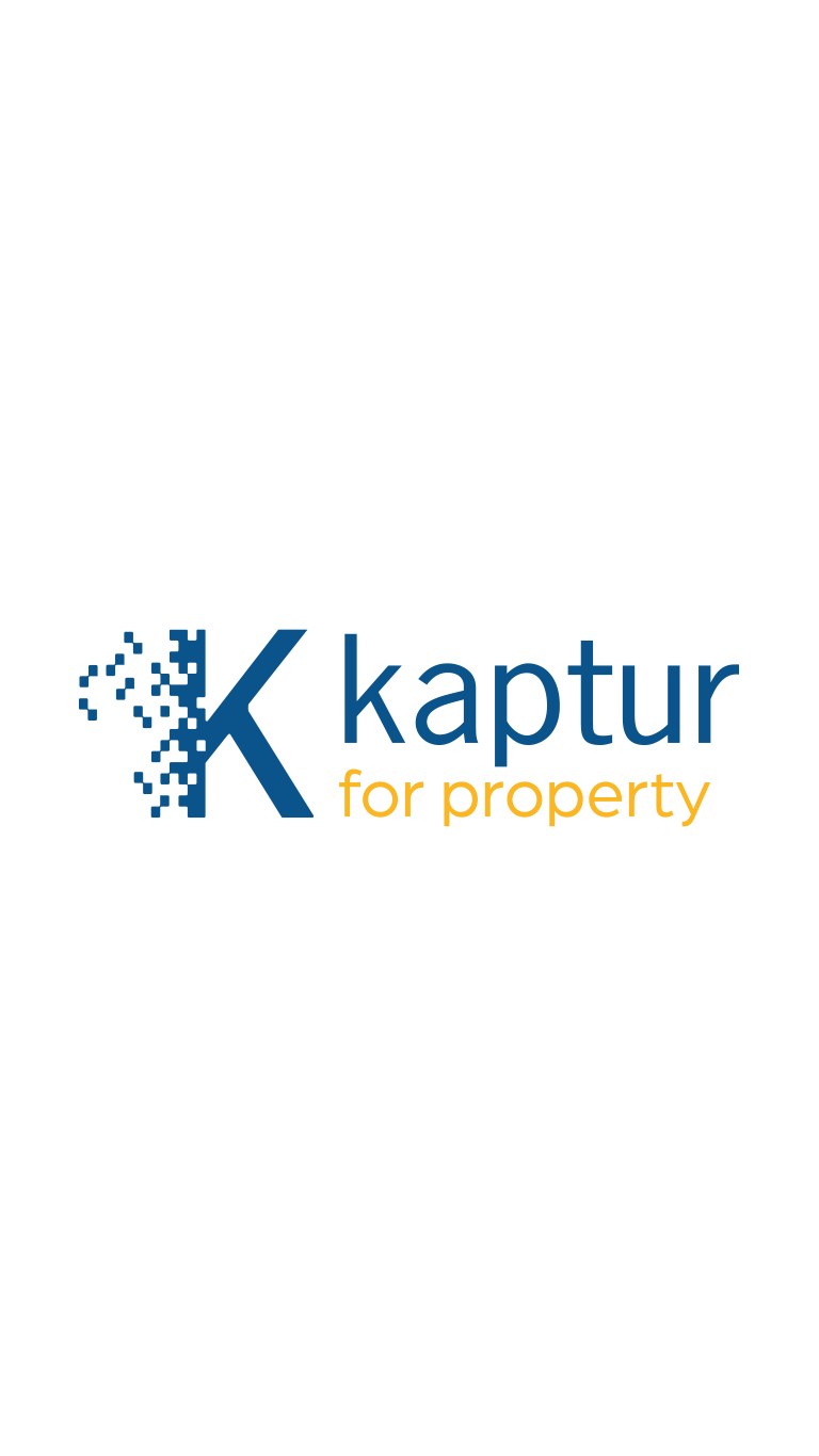 Kaptur logo with a stylized 'K' and a pixelated molecular design, and the words 'kaptur' and 'for property'.