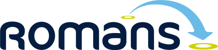 Romans logo with stylized blue arrow and yellow accents