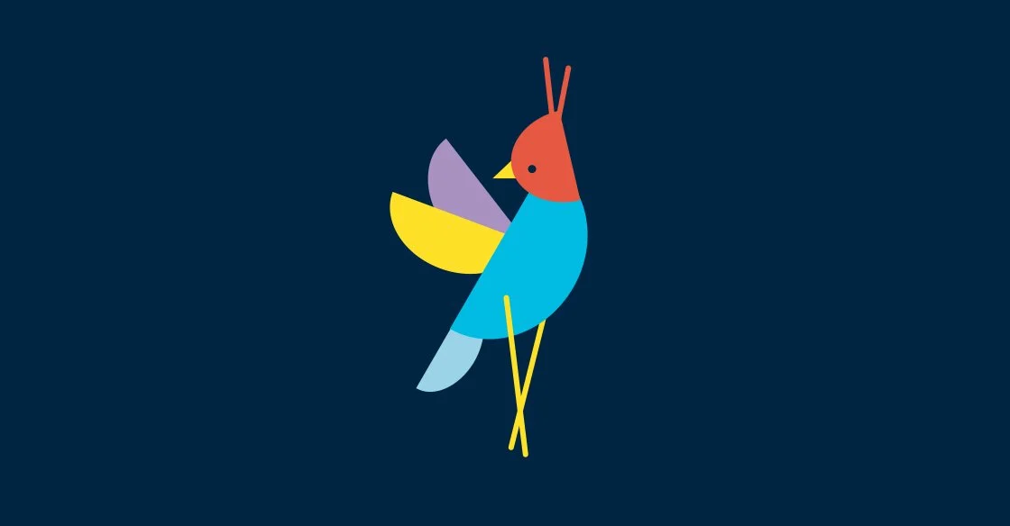 Logo for Paramount Properties featuring a colorful bird with a red head, blue body, yellow and purple wings, sitting on dark blue background.