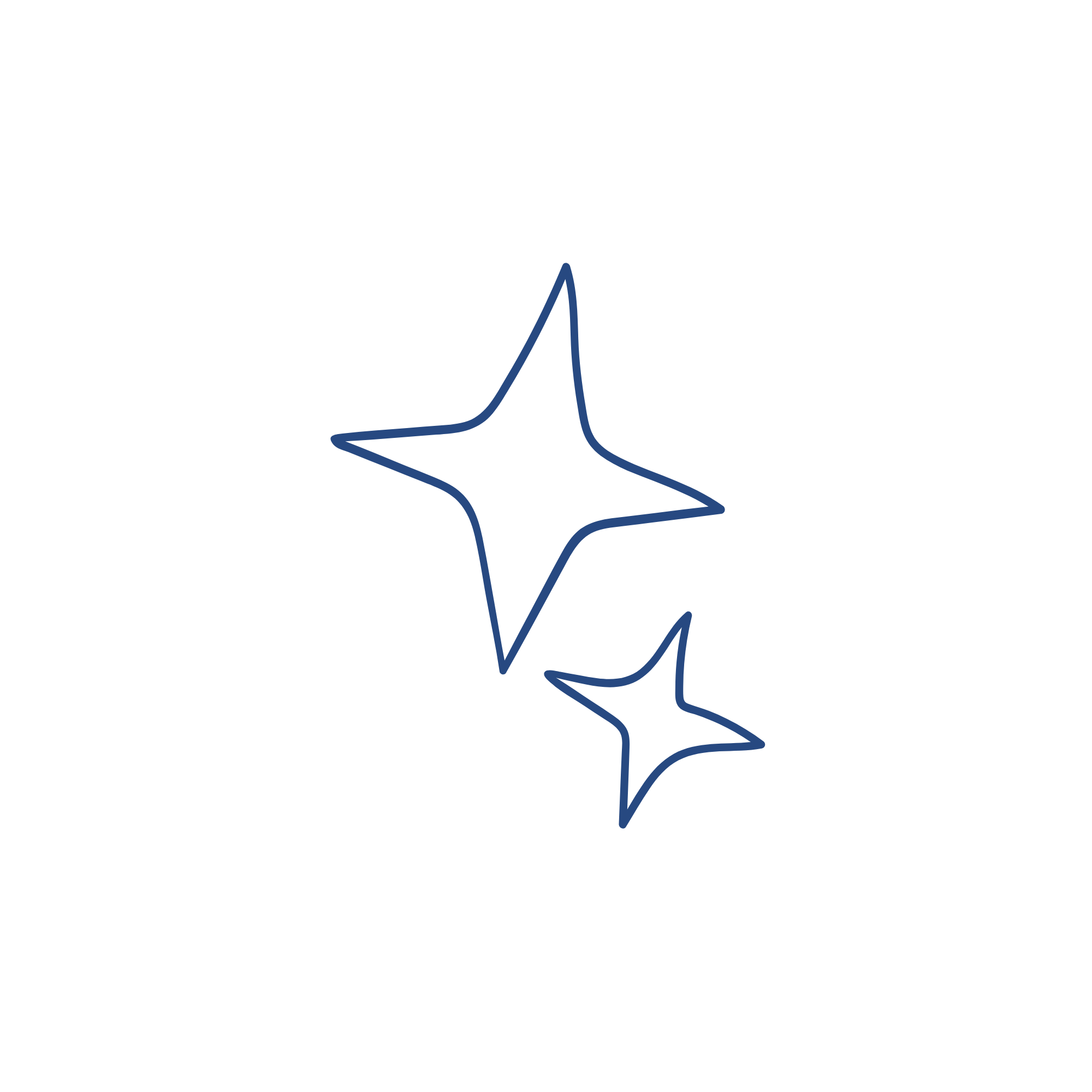 An abstract line drawing of a star with a mountain scene inside.