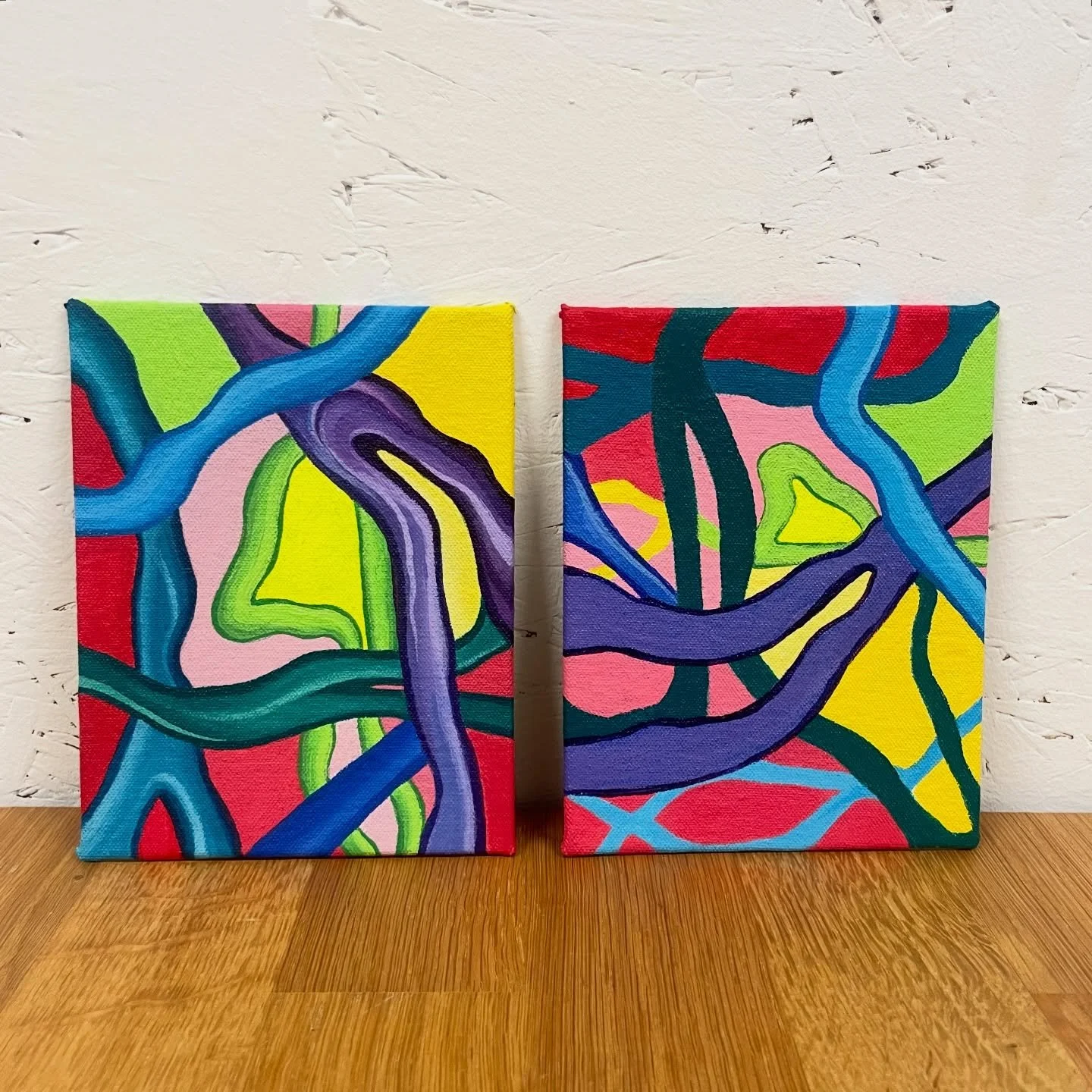 Covers for a book I binded for Venus&rsquo; birthday, acrylic paint on canvas