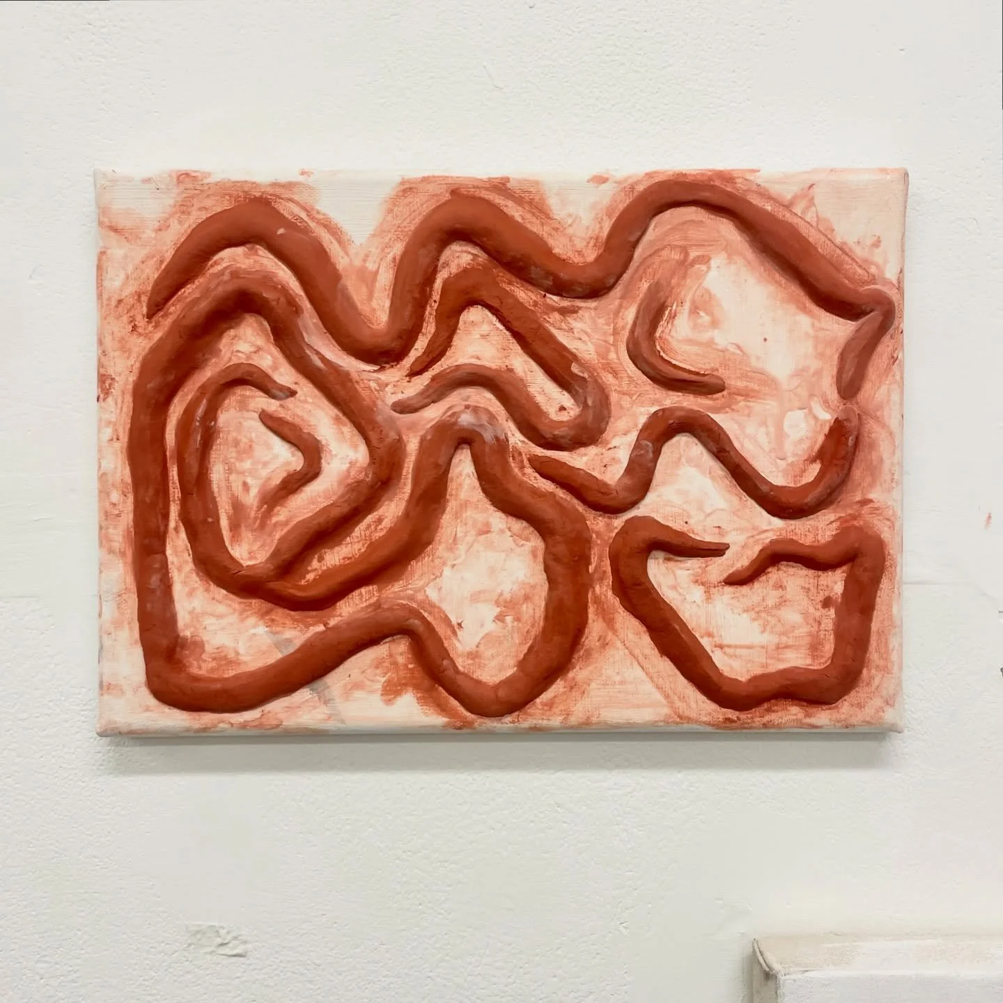 Clay on canvas experiment, before painting