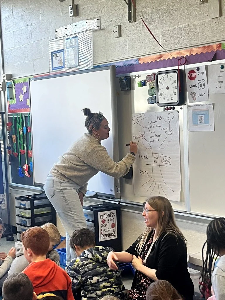 Teacher at the board writing