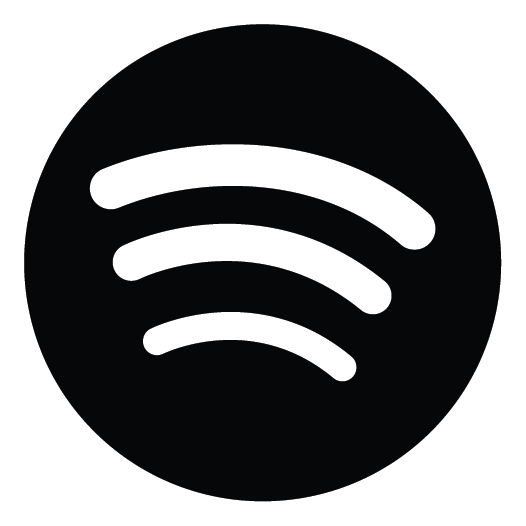 Spotify logo with black background and white symbol of three curved lines inside a circle.