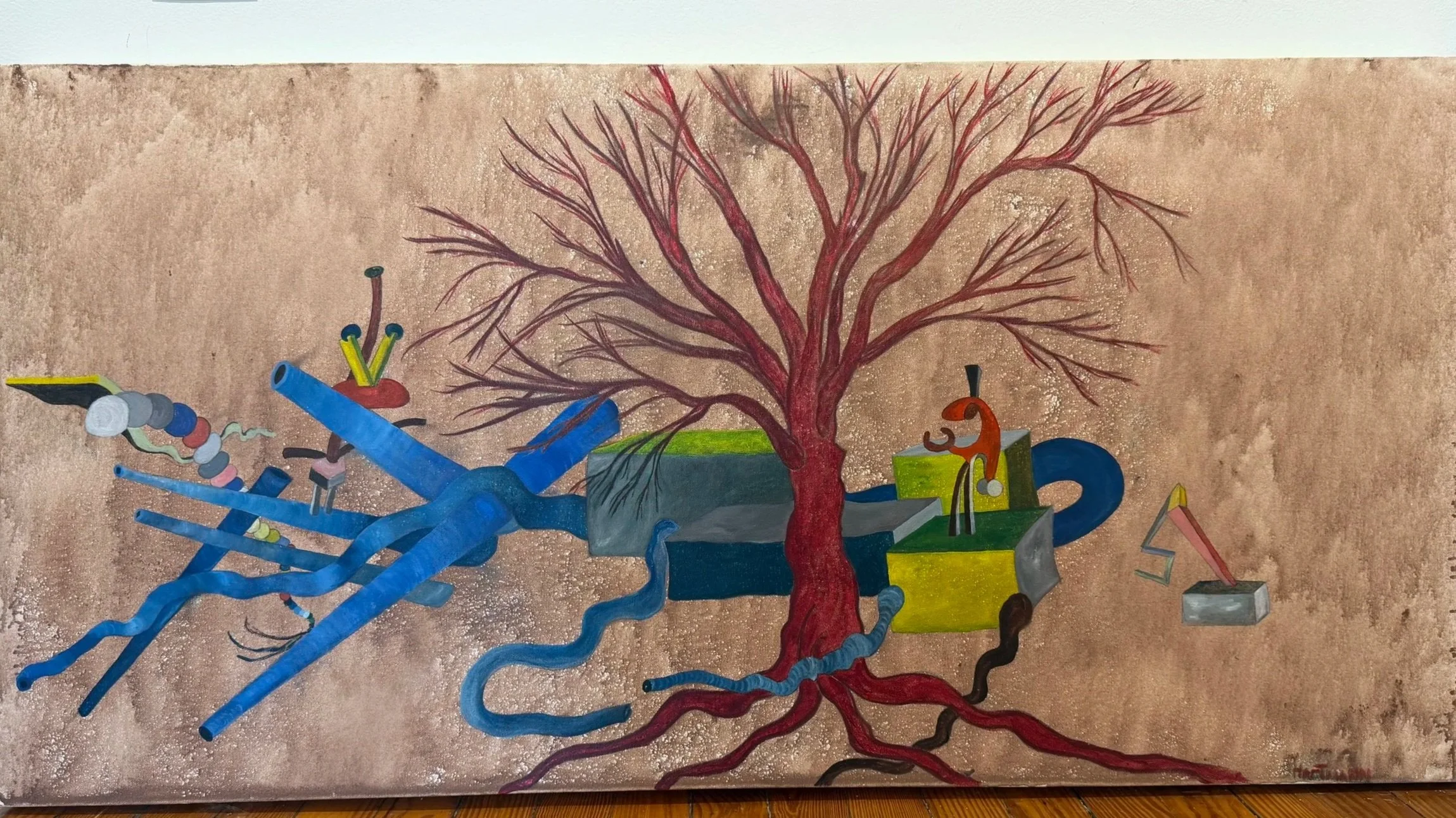 'Red Tree' by Gary Hartmann, 2013, acrylic base oil on canvas, 48"x24"