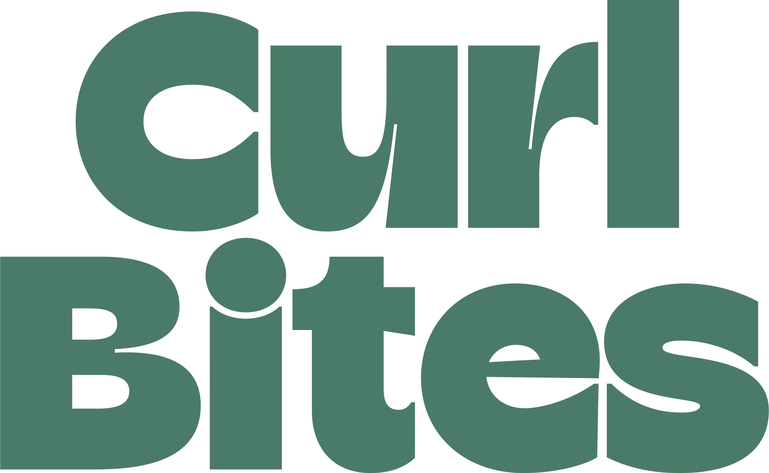 Curl Bites logo in green text on a white background.