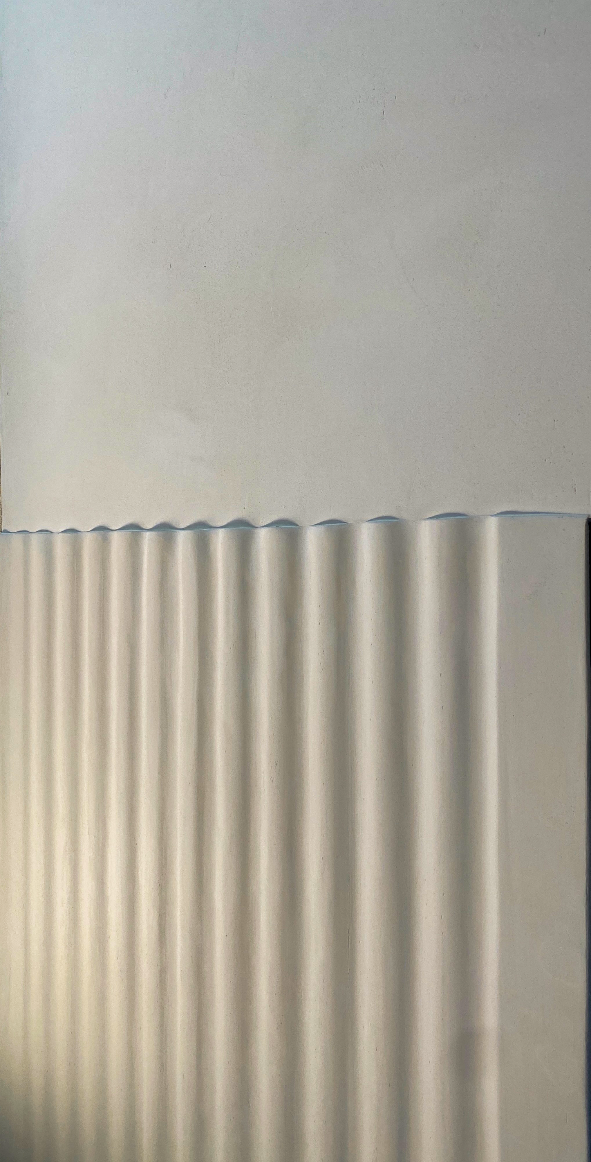 AtmosphereStone™ mineral plaster fluted surface installation by Dennis DeGraw, MDRN Elements Studio