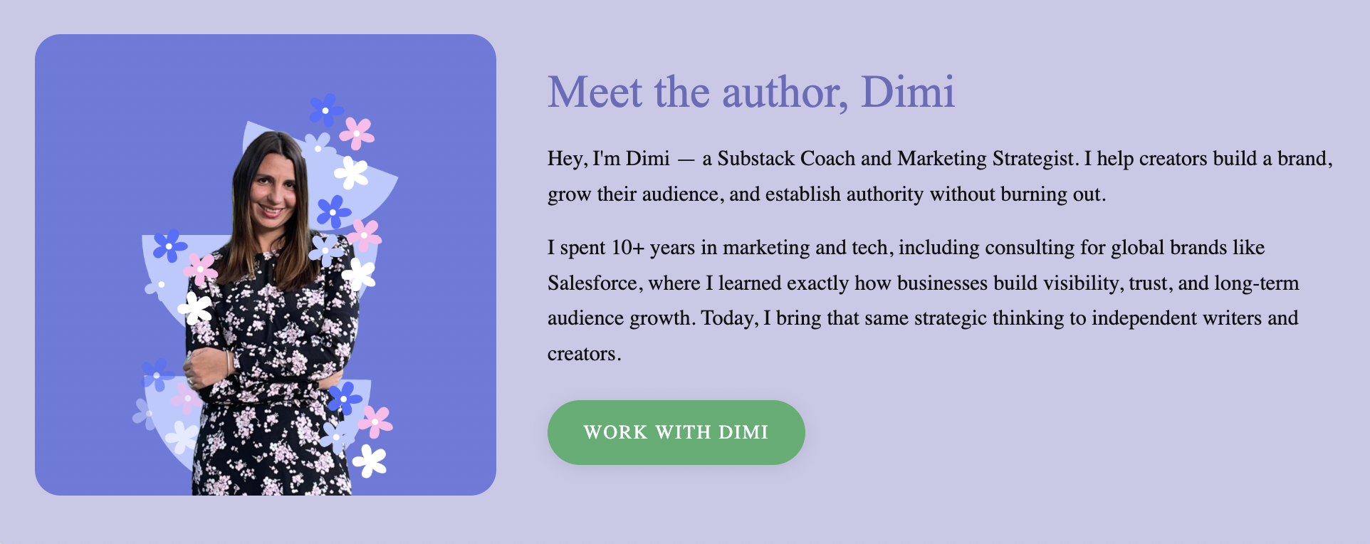 Dimmi founder of A Slow Living Path Substack coach
