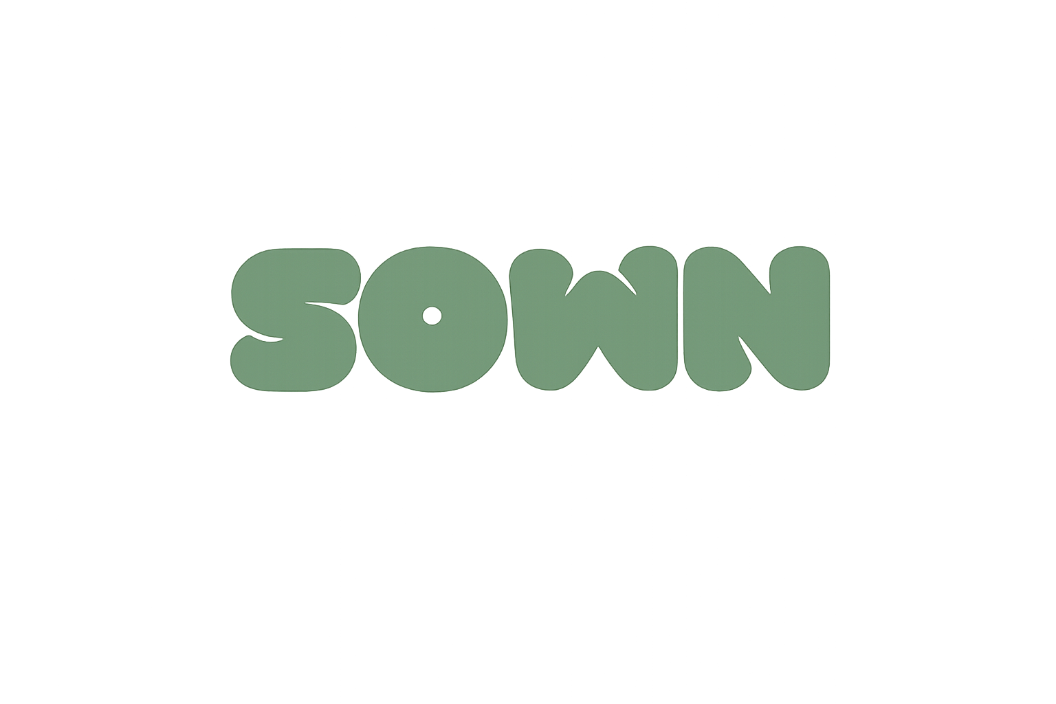 Green bubble letters spelling 'SOWIN' on a black background.