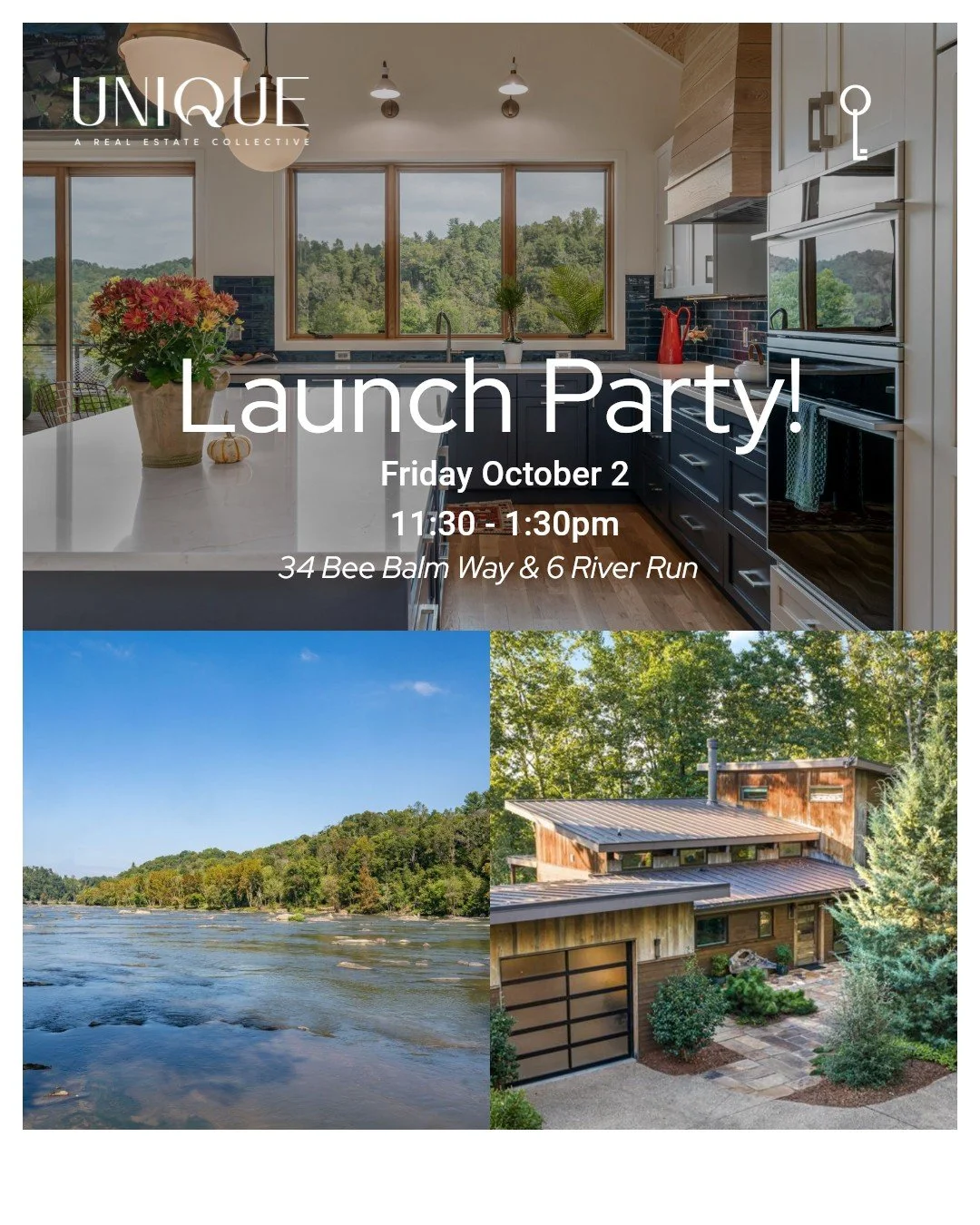 Join us for lunch, drinks, and desserts! 🥂

🍽️ Lunch: 34 Bee Balm Way (Hosted by Neely Neu

🥂 Champagne &amp; Desserts: 6 River Run Way (Down by the river)

Come for one or stay for both&mdash;we&rsquo;d love to see you there!

#launchparty #river