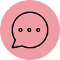 Icono de un globo de diálogo rosa con tres puntos blancos en el centro