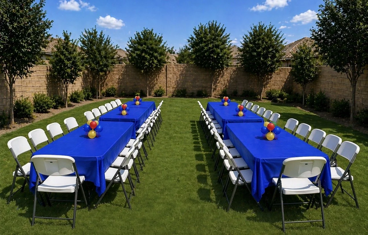 4 6ft Resin Tables and 32 Chairs