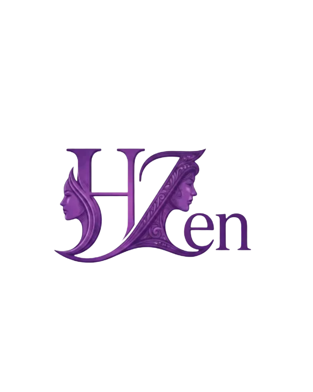 Purple logo spelling 'Llen' with ornate decorative letters and female profiles in the letter 'L'
