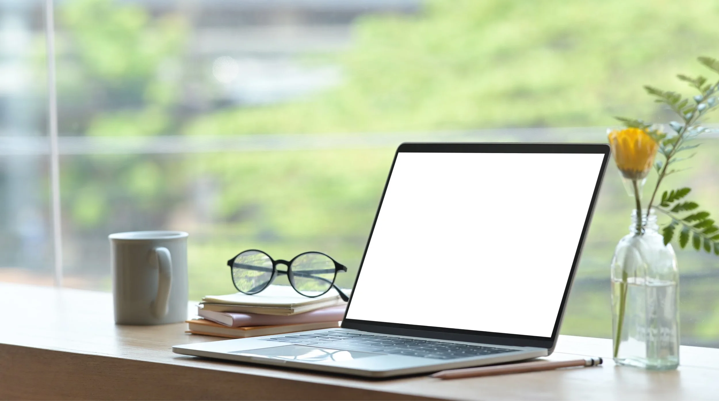 Get NorthStar Virtual Solutions laptop books coffee glasses with bright window