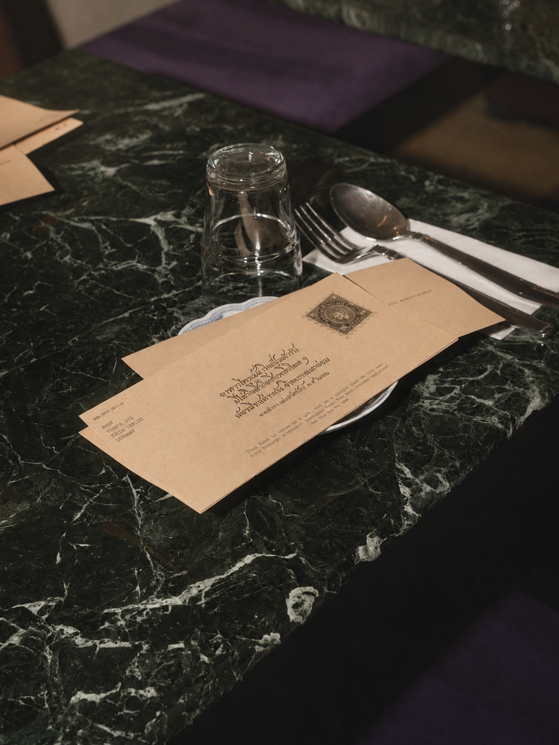 Reserved table setting at Rram Thai restaurant at Torstraße 173 in Berlin Mitte