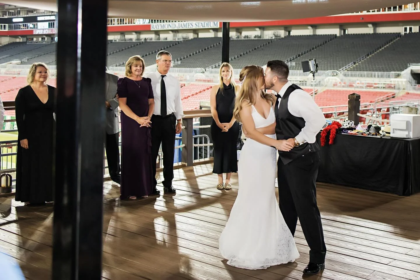 Hayley and Robert 🏈 
&bull;
&bull;
📍: @rjstadium | @hotelzamora 
📸: @limelightphotos 
💄: @adorebridalhairandmakeup 
✨: @marrymetampabay | @kim.weddings 
🎶: @totalclassentertainment