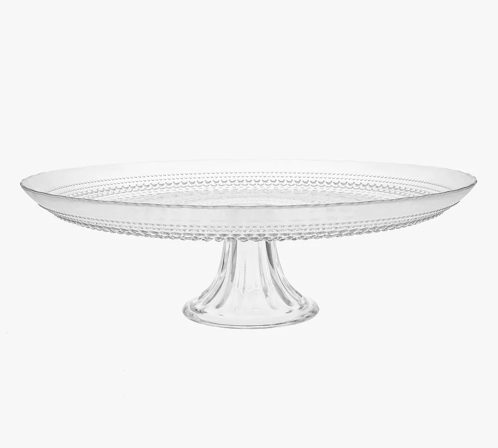 Jupiter Beaded Glass Cake Stand - Clear