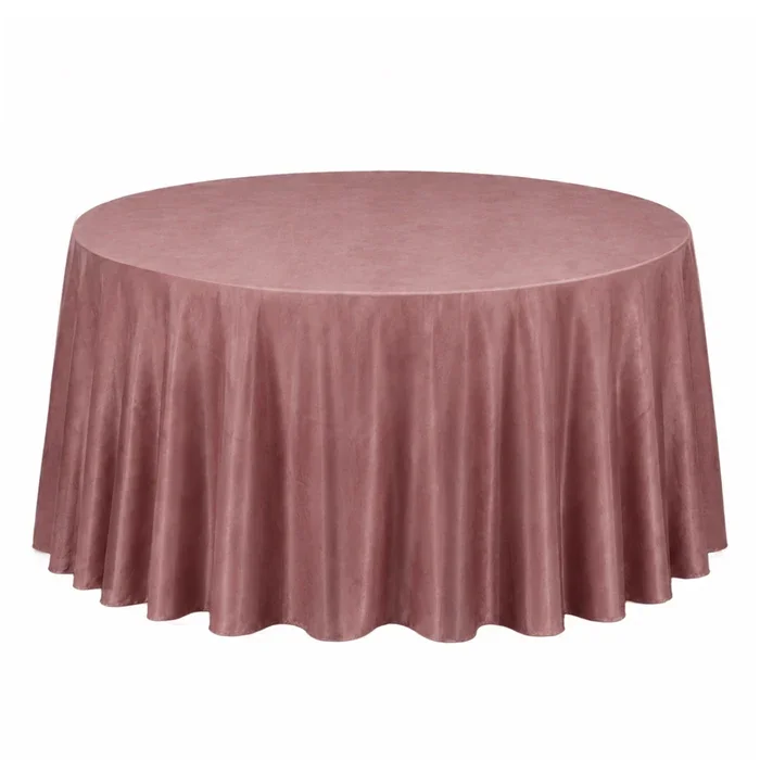 120'' Round Velvet Tablecloth - Dusty Rose
