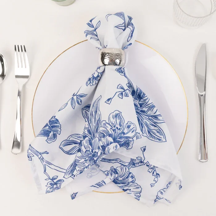 20''x20'' Dinner Napkin - Blue French Toile Pattern