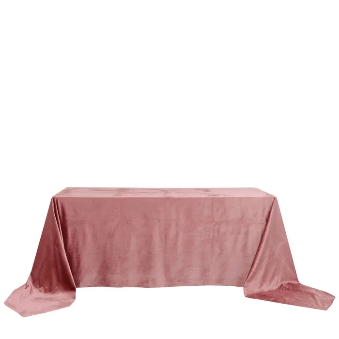 90''x156'' Rectangular Velvet Tablecloth - Dusty Rose