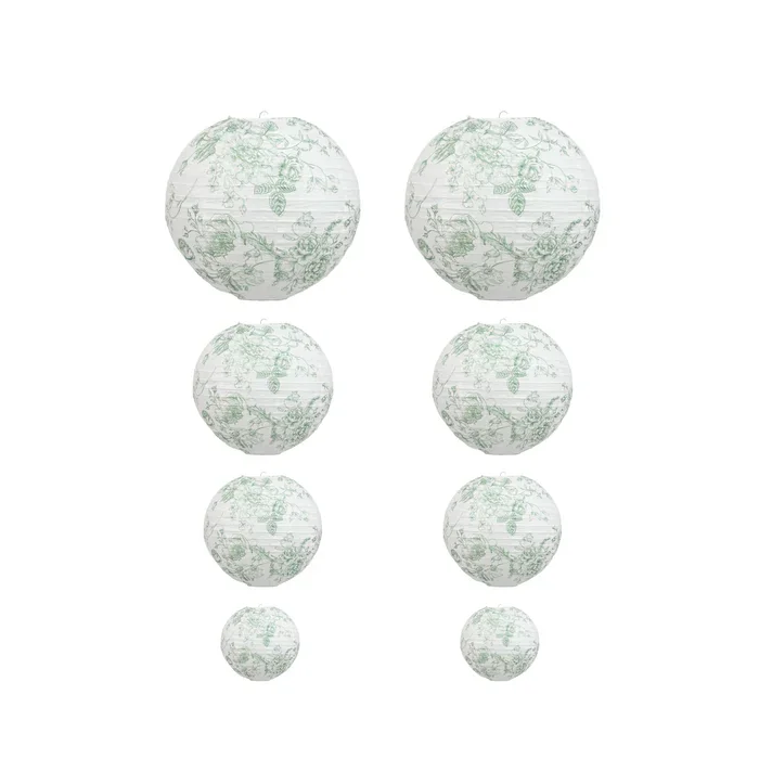 paper lanterns - green toile - 1.webp