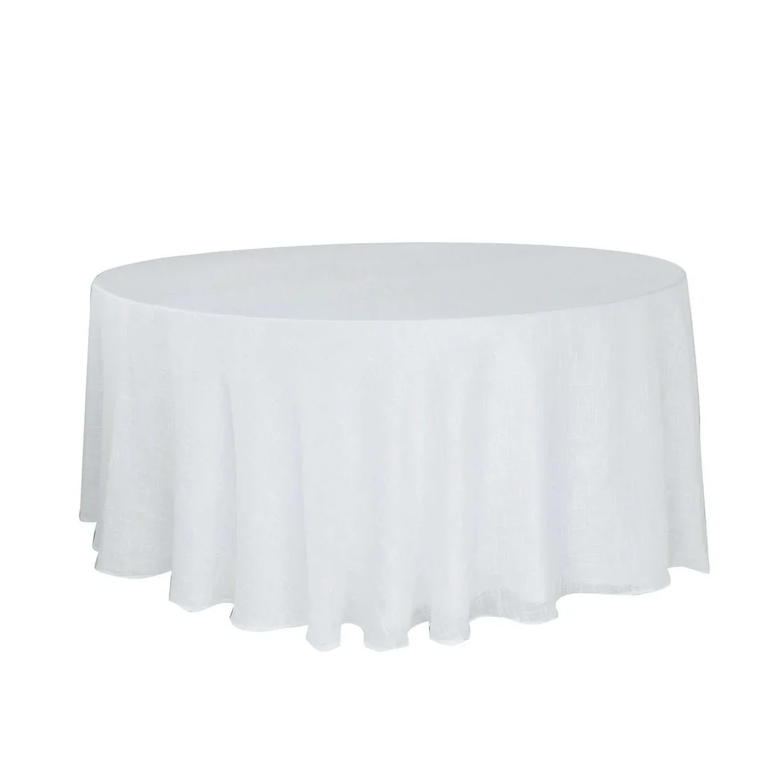 120'' Round Linen Tablecloth - Textured White
