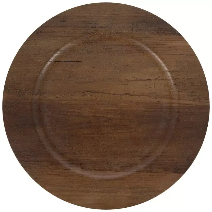 13'' Rustic Wood Look Acrylic Charger Plate