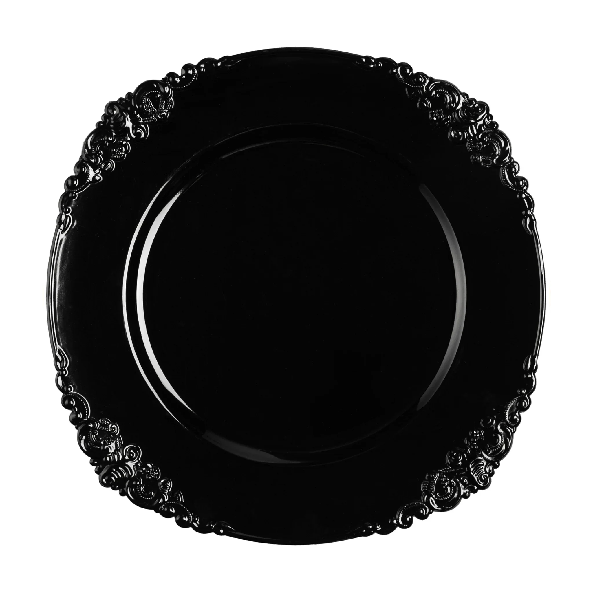 14'' Vintage Style Acrylic Charger Plate - Black