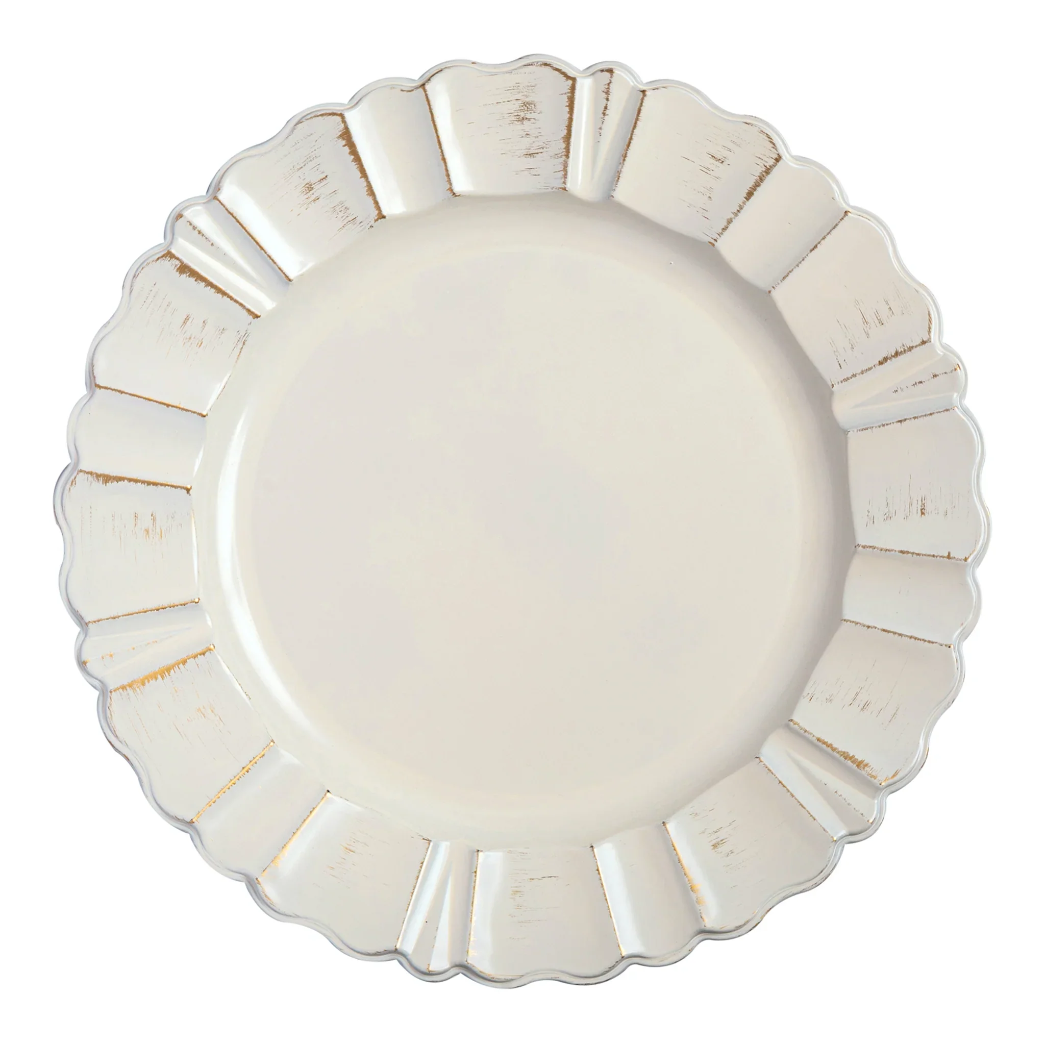 13'' Waved Scalloped Charger Plate - Gold & Ivory