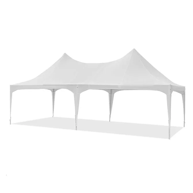 26'x13' White Party Tent - Double Peak Canopy