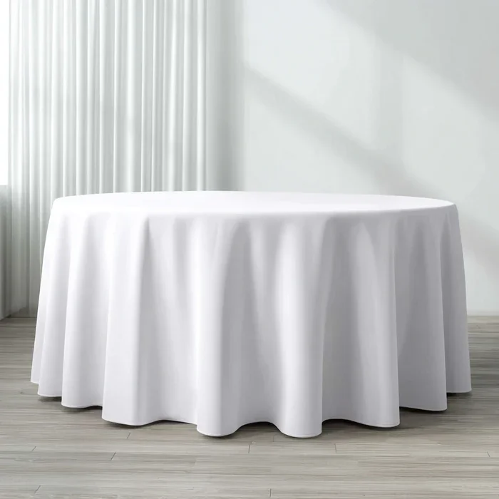 120" Round Tablecloth - White
