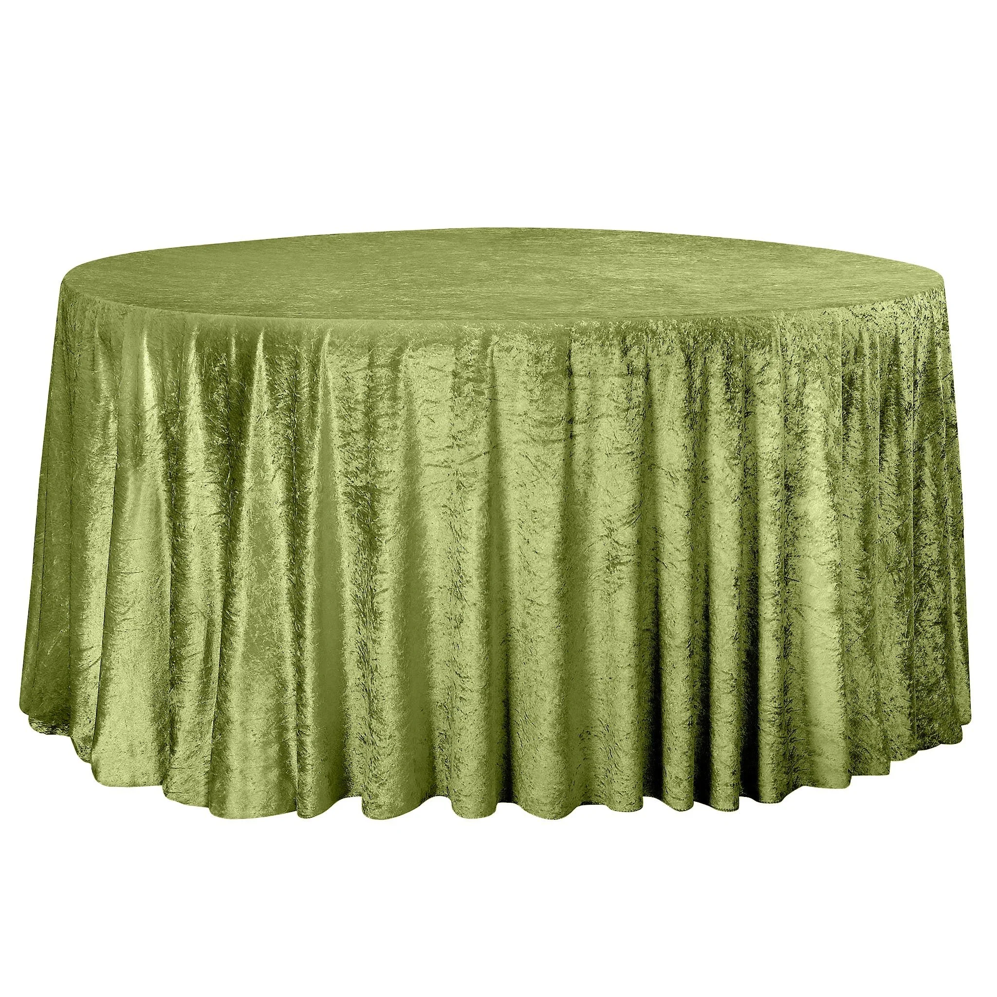120" Round Velvet Tablecloth - Sage Green