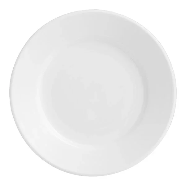 White Wide Rim Rolled Edge Stoneware Salad/Dessert Plate