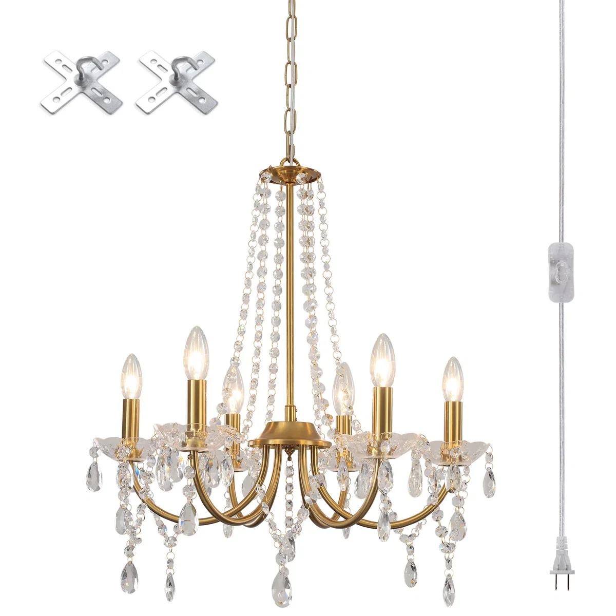 Gold Plug In Chandelier
