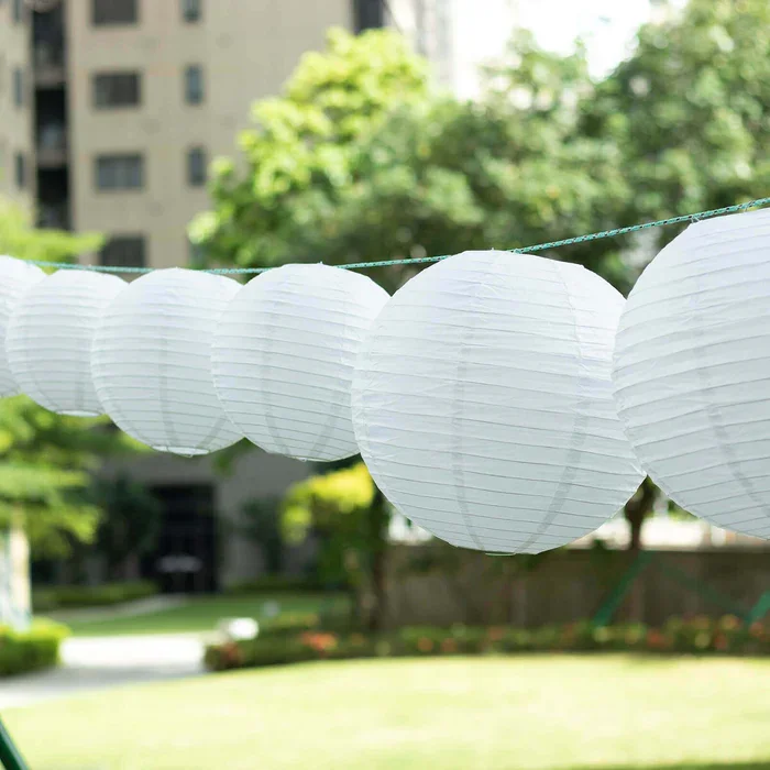 White Hanging Paper Lanterns (Set of 8)