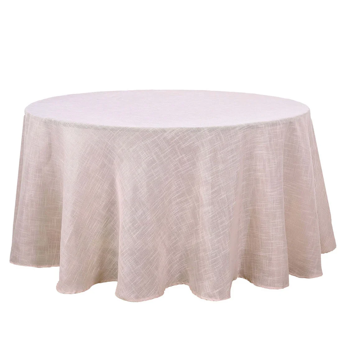 120'' Round Linen Tablecloth - Textured Pink