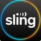 The Sling logo with a black background and a circular rainbow-colored border.