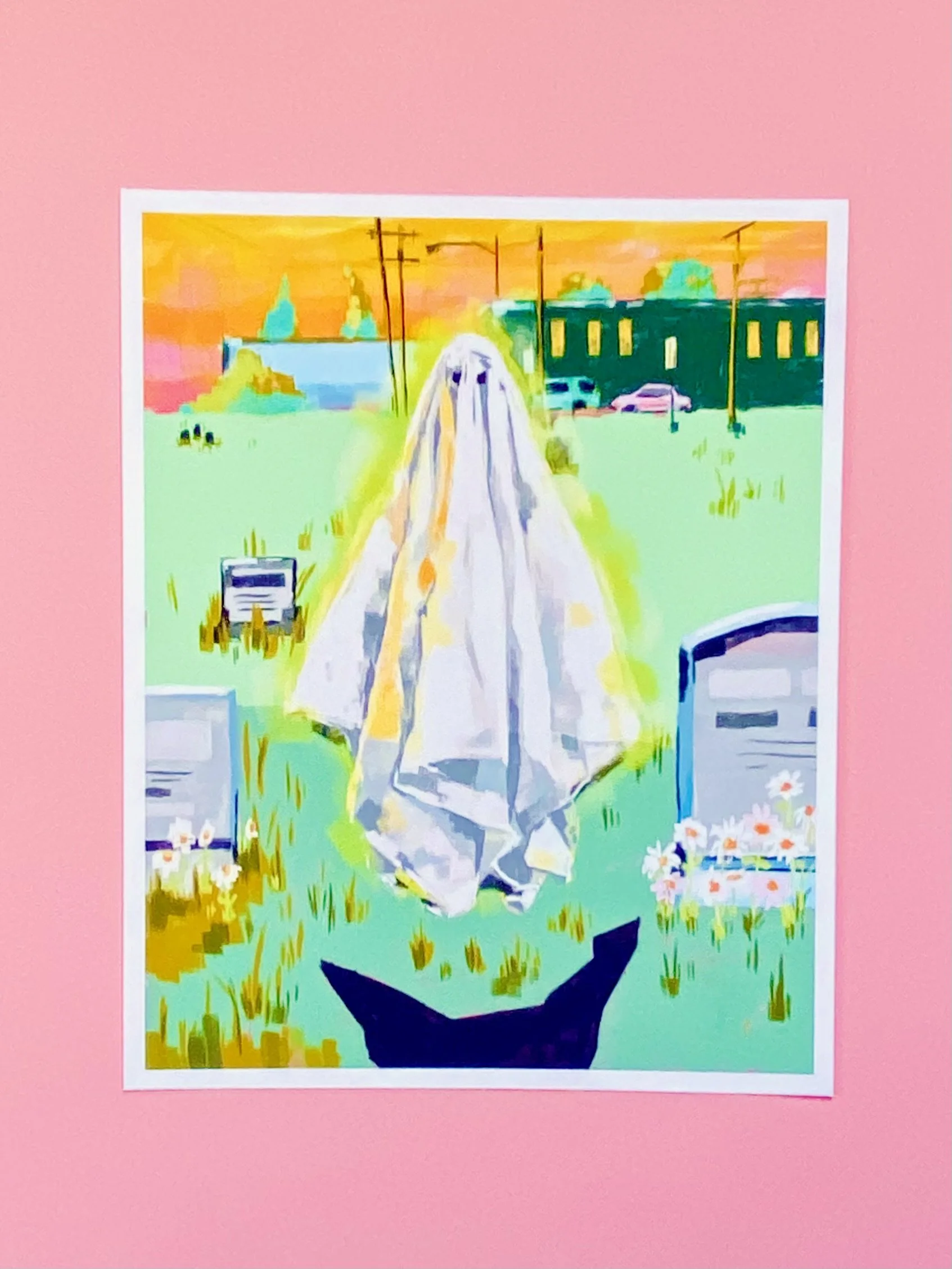 Enchanting Graveyard Ghost Art Print