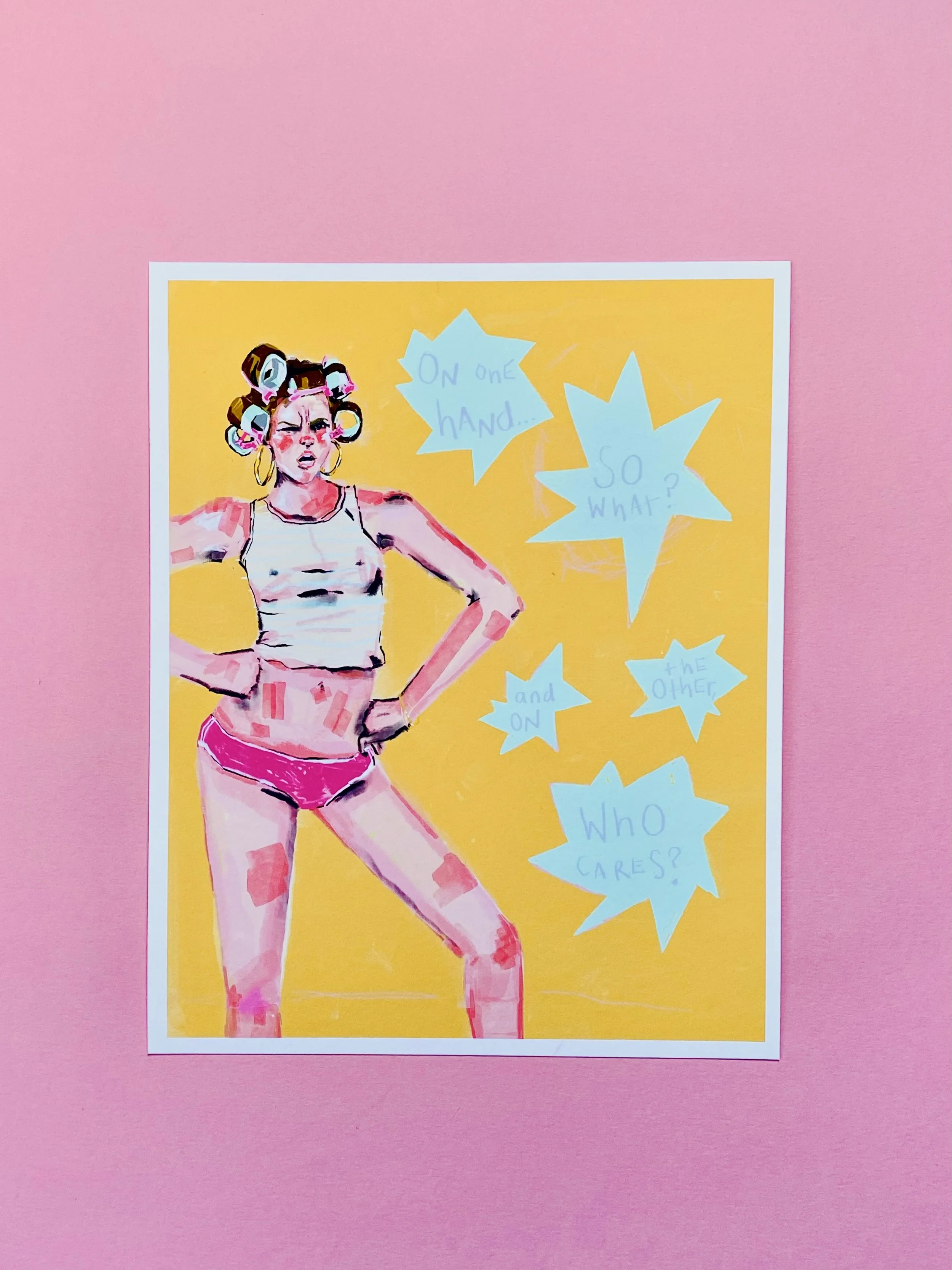 Sassy Girl in Curlers Art Print