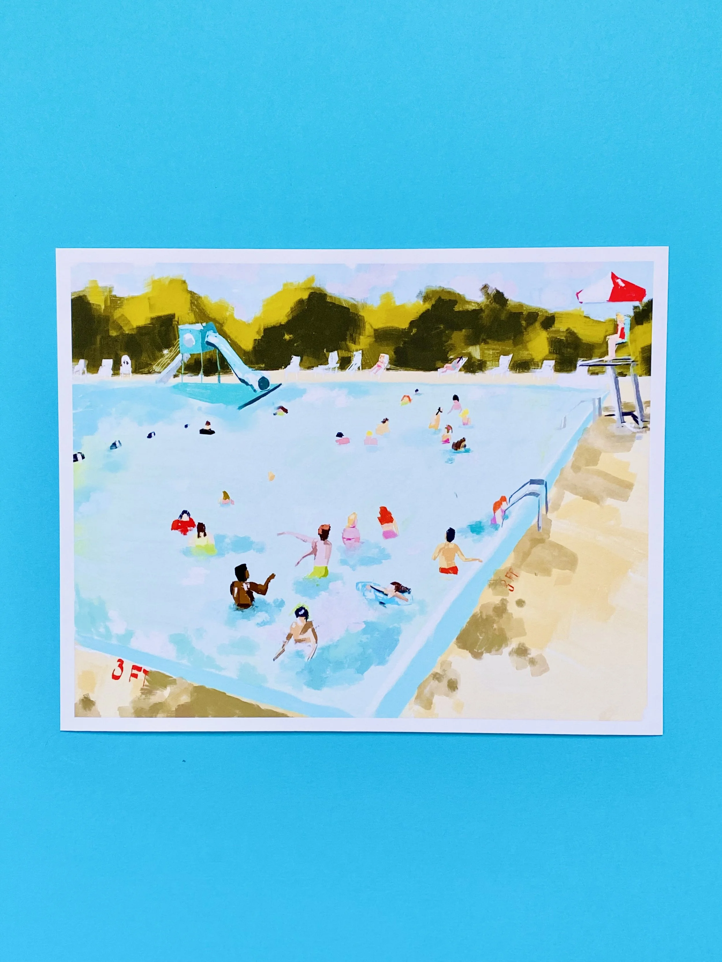 Summer Fun at the Pool: 8” x 10” Fine Art Giclee Print