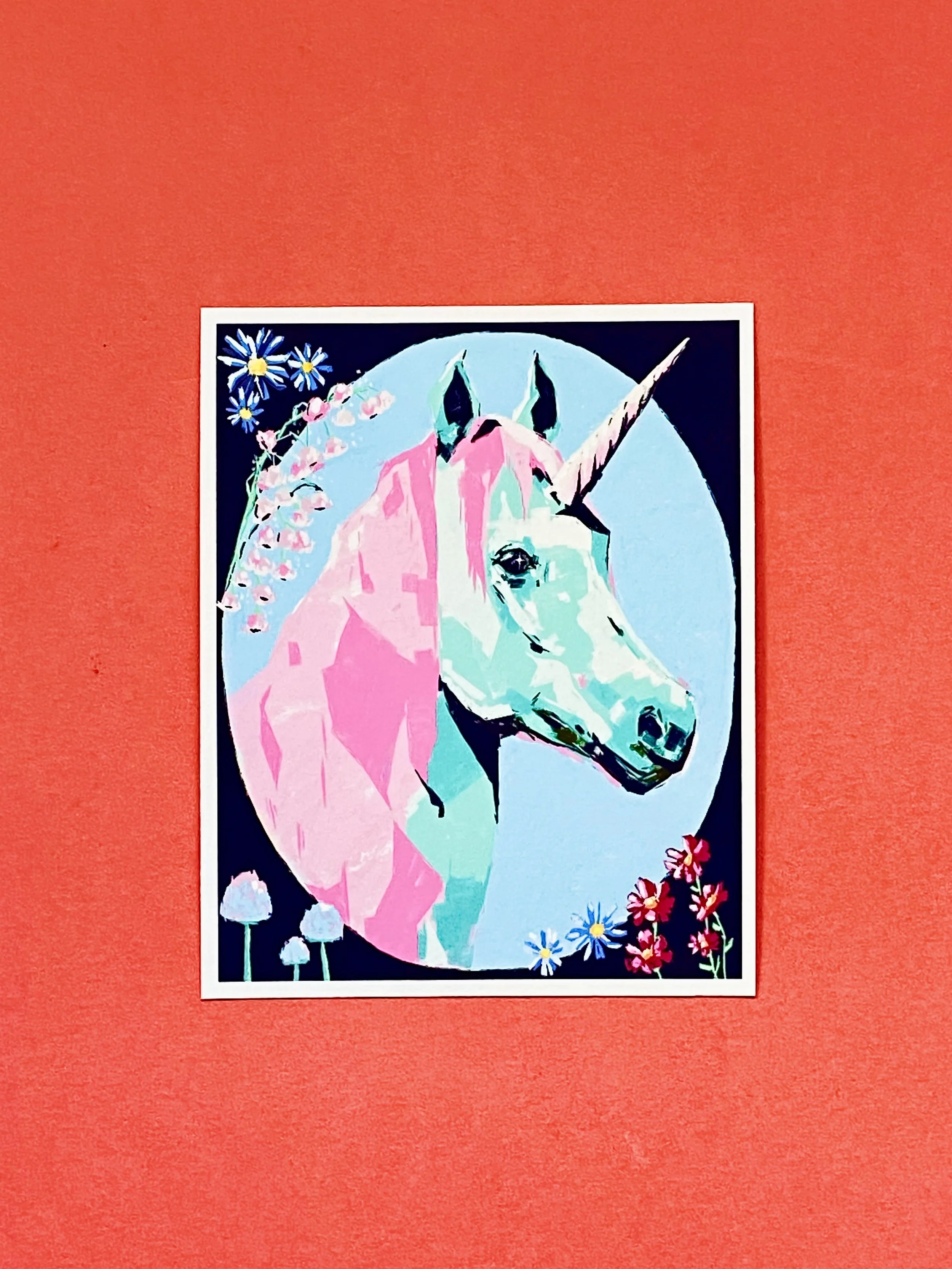 Teal Unicorn Fantasy Art Print