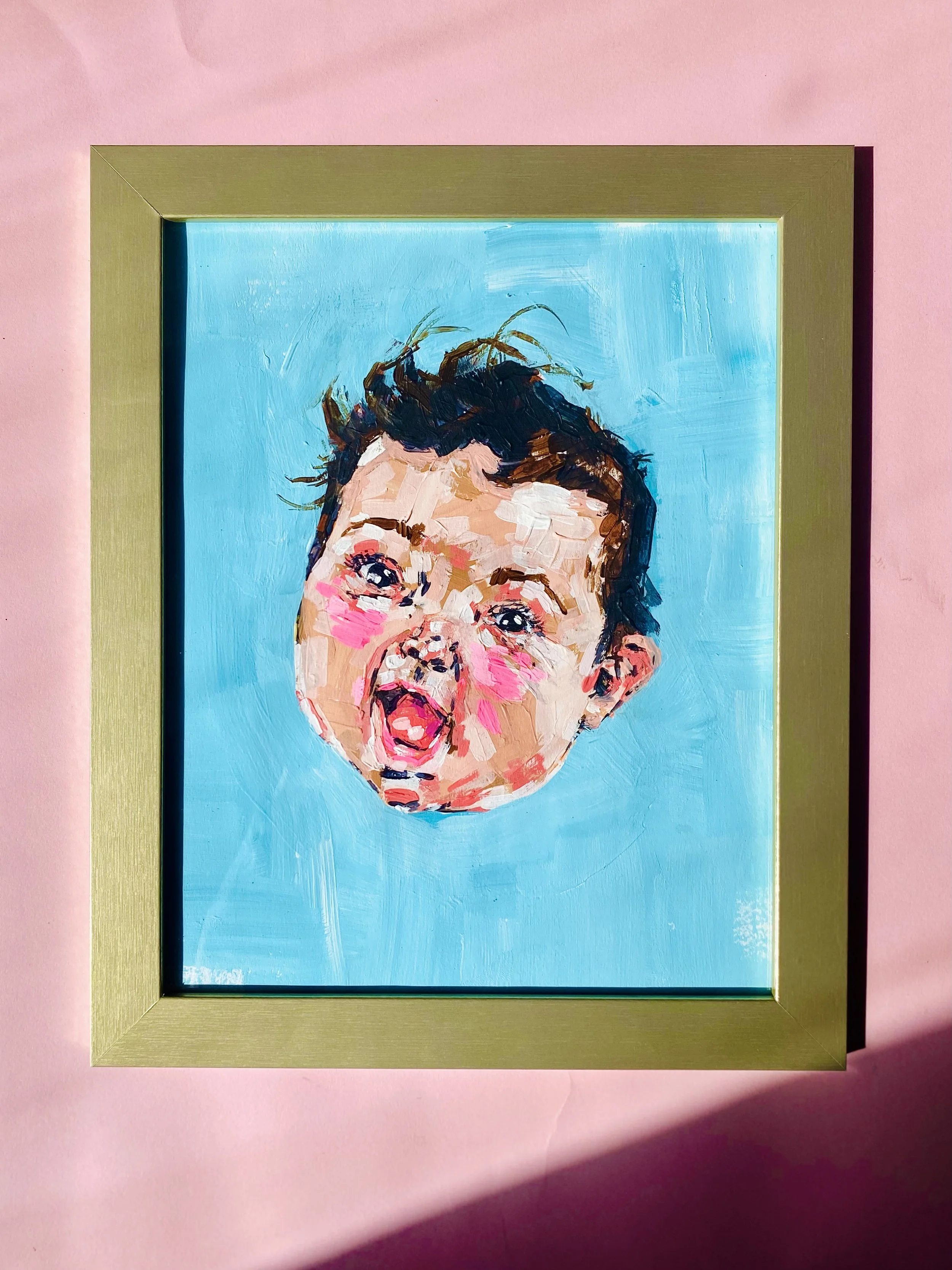 Custom One of a Kind Hand Painted Baby Face Portrait